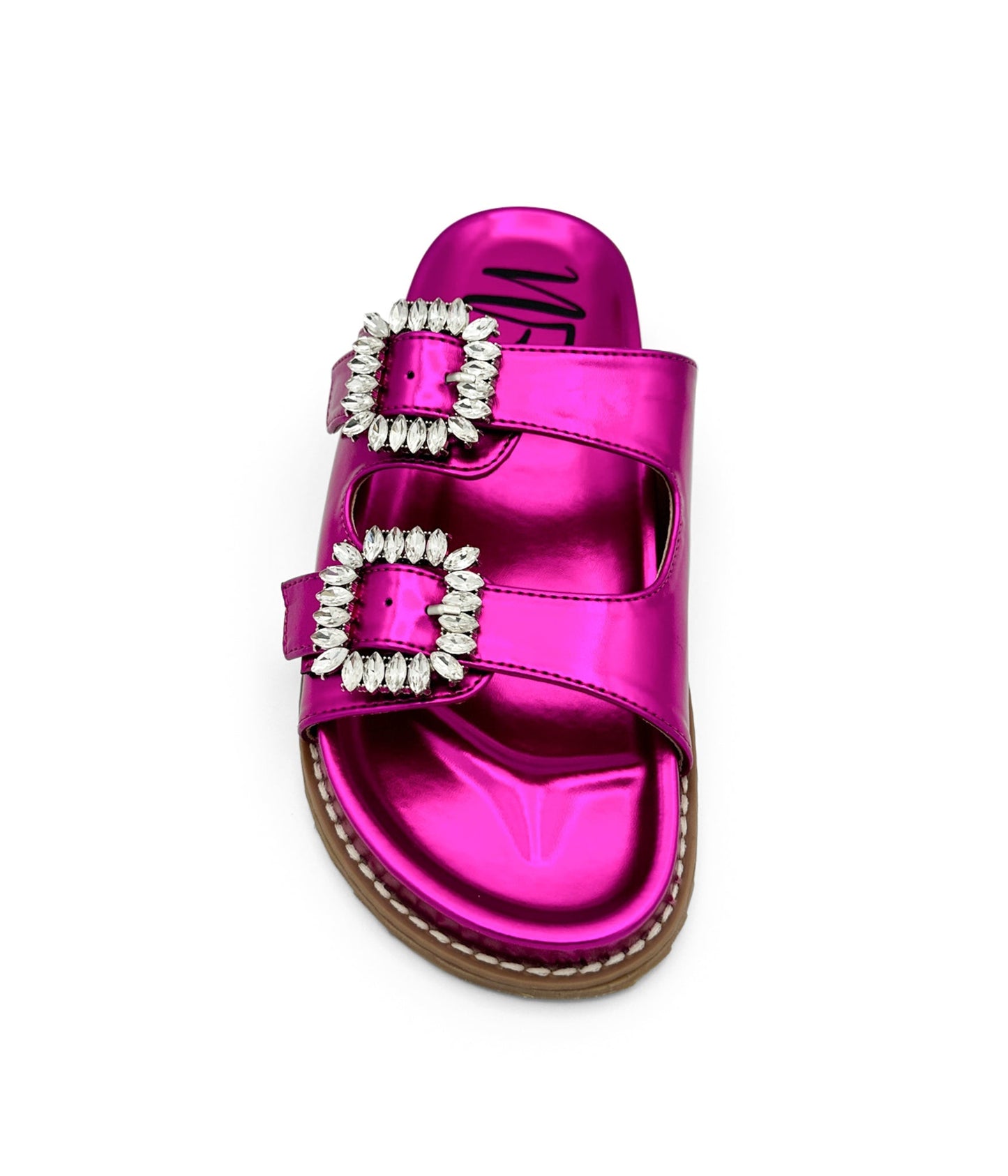 Stellar Rhinestone Buckle Slides in Fuschia