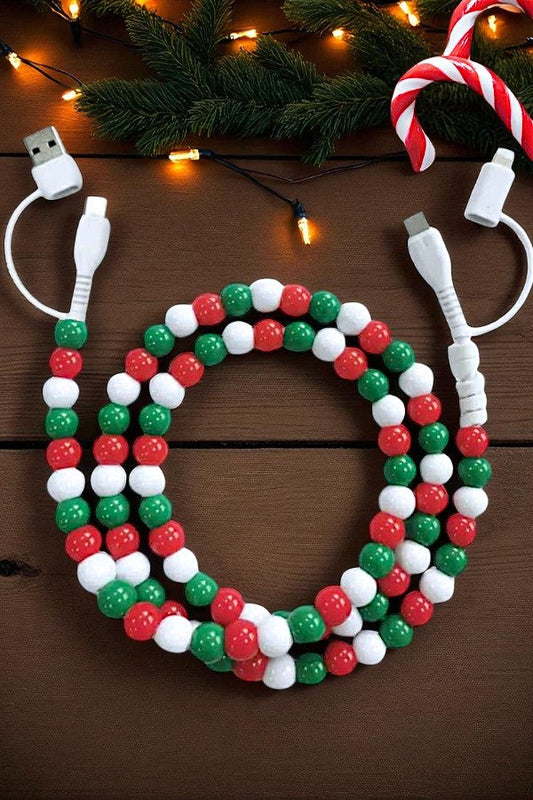 SC - Holiday Beaded Cord Phone Charger