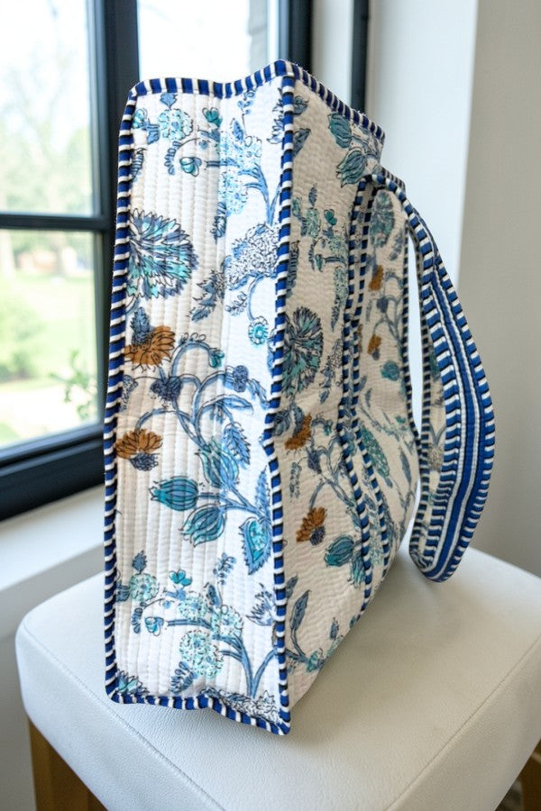 SC - Sasha Blue and White Floral Tote Bag