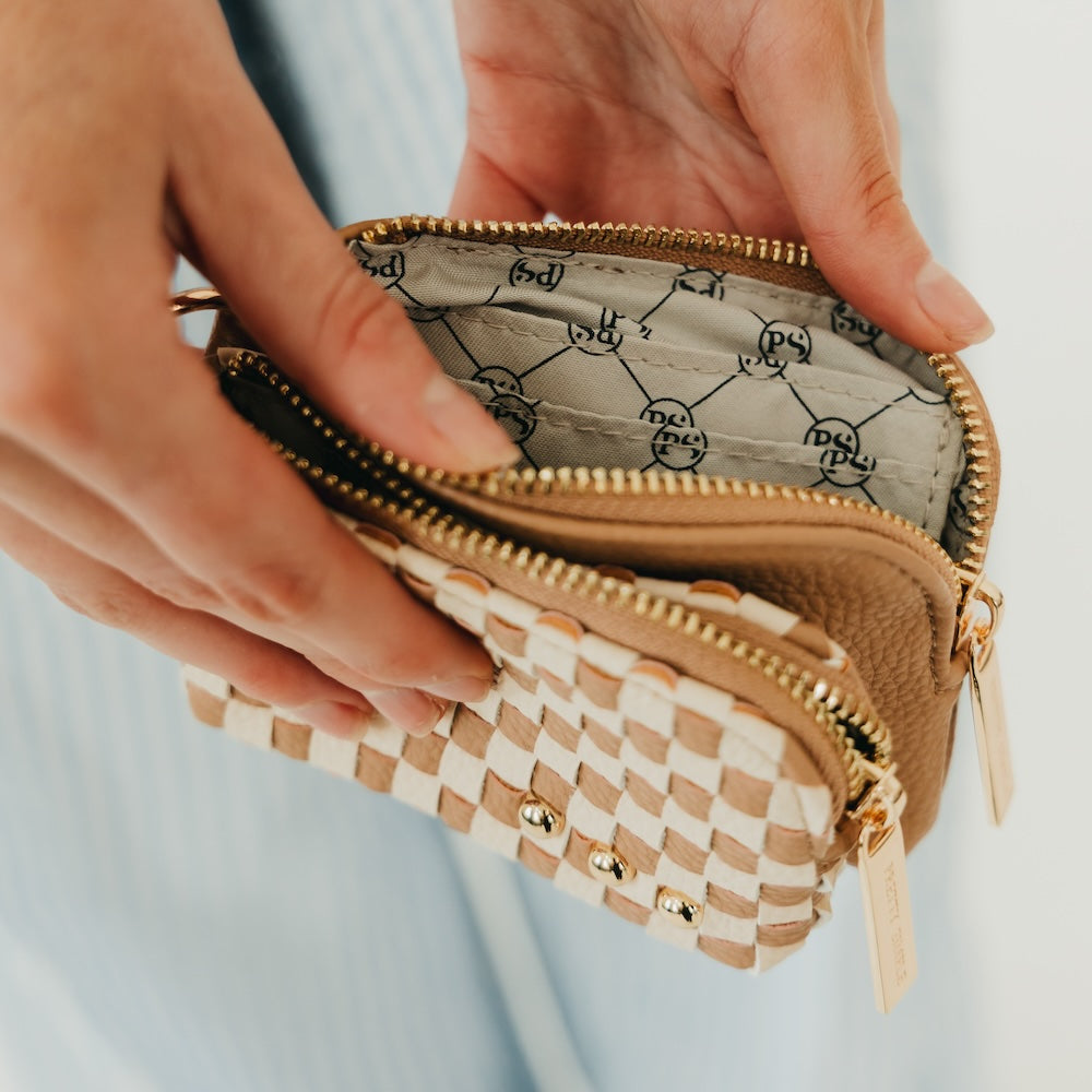 Woven Cameron Double Zip Clippable Card Wallet