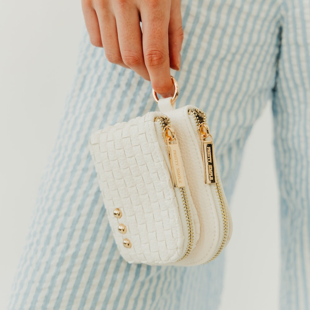 Woven Cameron Double Zip Clippable Card Wallet