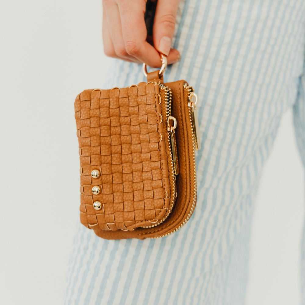 Woven Cameron Double Zip Clippable Card Wallet