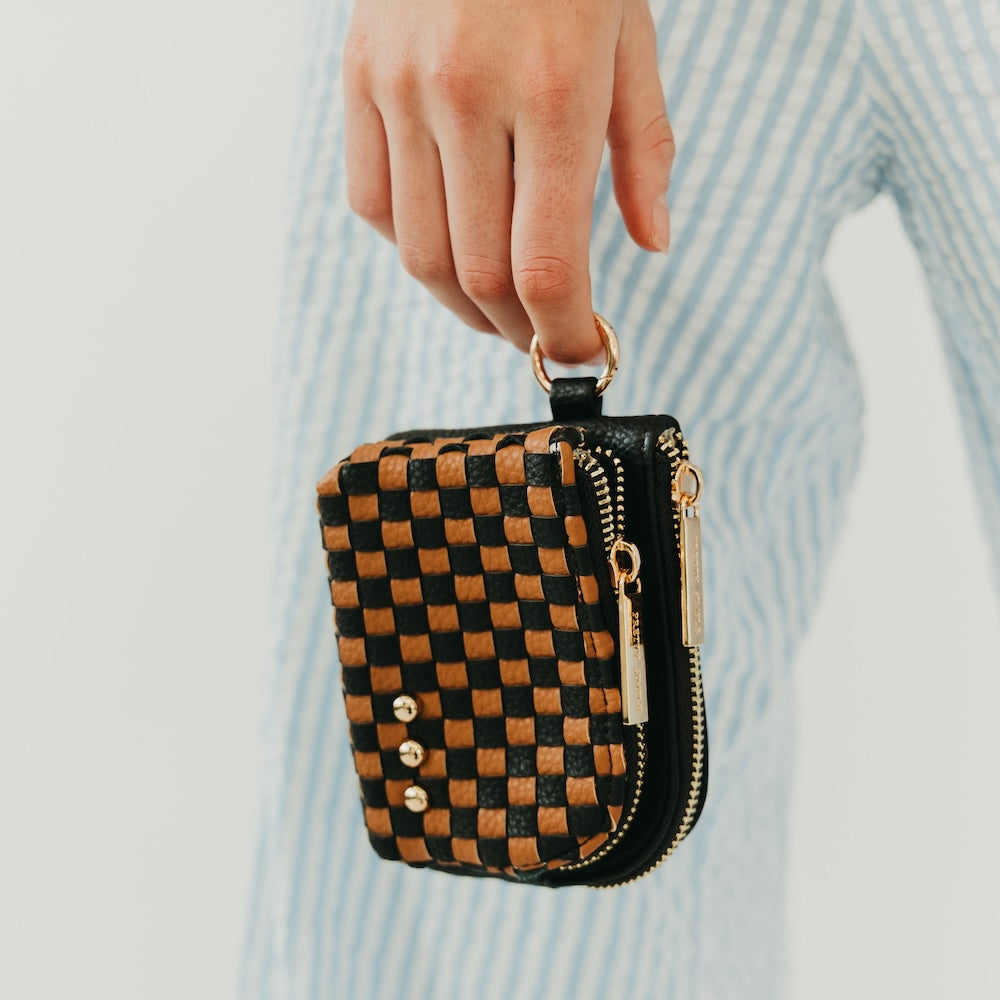 Woven Cameron Double Zip Clippable Card Wallet
