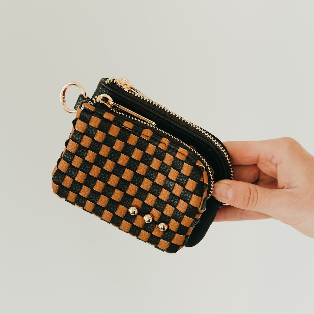 Woven Cameron Double Zip Clippable Card Wallet